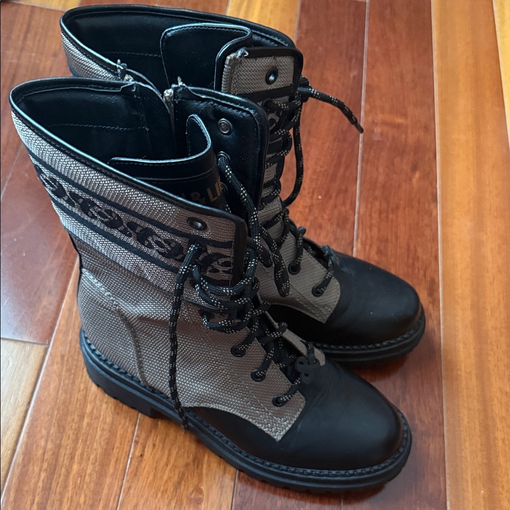 Sam & Libby Black and Gray Combat Boots